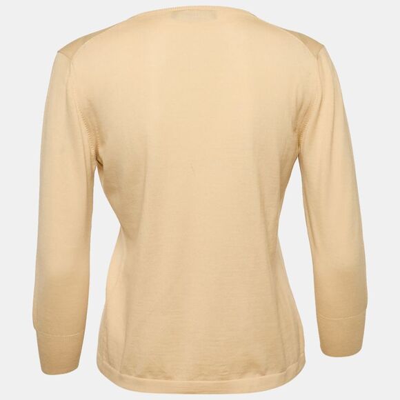 Dolce & Gabbana Beige Embellished Closure Knit Cardigan M Sweaters